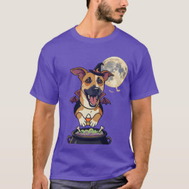 Camiseta bruxa de Haloween cachorrinho