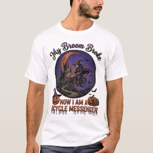Camiseta Bruxa de Mensageiro de Bicicleta Quebrada Broom Ha