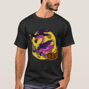 Camiseta Bruxa de Pássaro de Flamingo Halloween