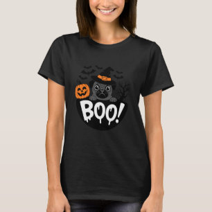 Camiseta Bruxa de Pug Preto Chapéu Morcegos Abóbora Assusta