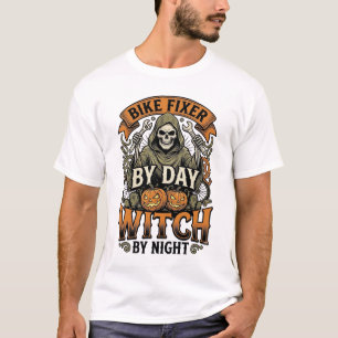 Camiseta Bruxa de Reparos de Bicicleta Vintage Halloween Me