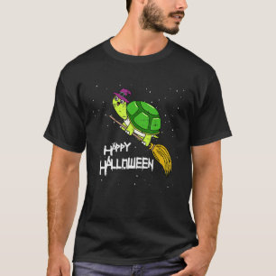 Camiseta Bruxa de Tartaruga Vassoura Noite Réptil Fofo Hall