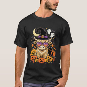 Camiseta Bruxa de Vaca das Terras Altas Fofa Abóbora de Hal