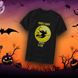 Camiseta Bruxa De Vassoura Com Gato