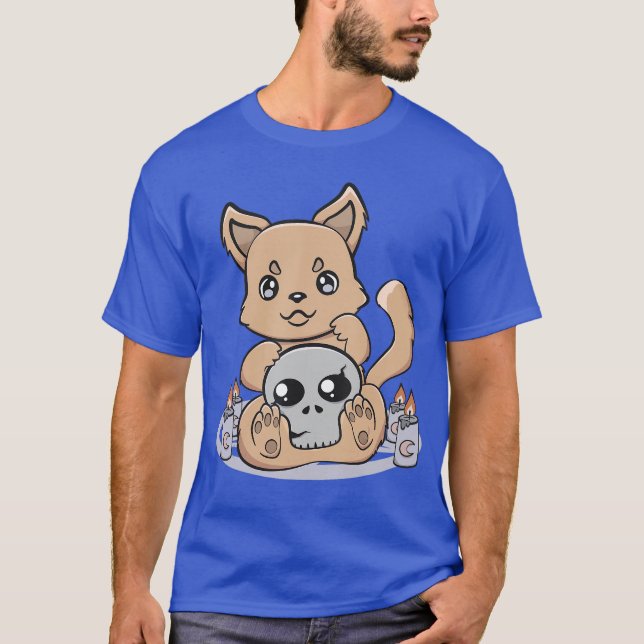 Camiseta Bruxa Dingo de Halloween Fofo Chibi Wicca Anime Te (Frente)
