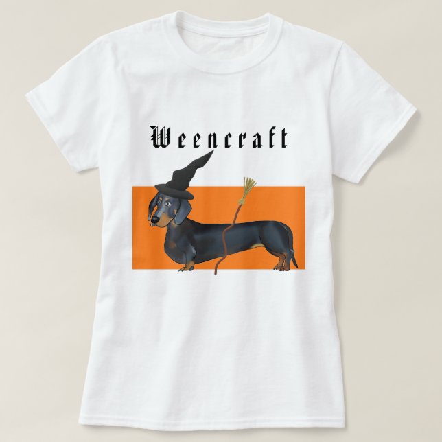 Camiseta Bruxa do Dachshund de Weencraft engraçada (Frente do Design)
