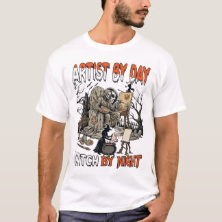 Camiseta Bruxa do Dia do Artista Noite de Halloween Pintor 