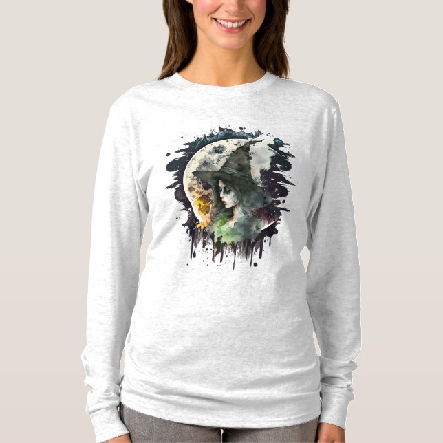 Camiseta Bruxa do Halloween e Lua Cheia (Frente)