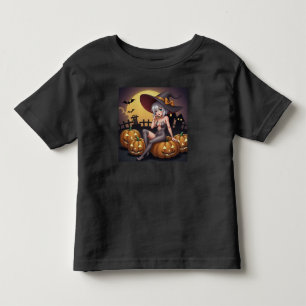 Camiseta Bruxa do Halloween Olho Verde no Jack-O-Lantern
