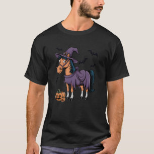 Camiseta Bruxa do Morcego de Abóbora Assustadora Cavalo Hal
