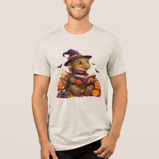 Camiseta Bruxa Dragão do Halloween Fofo Lendo Livro