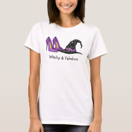 Camiseta Bruxa e Chapéu e Saltos Fabulosos Cute Halloween