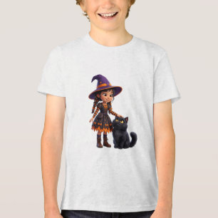 Camiseta Bruxa e Gato Preto Halloween Fantasia de Bruxa