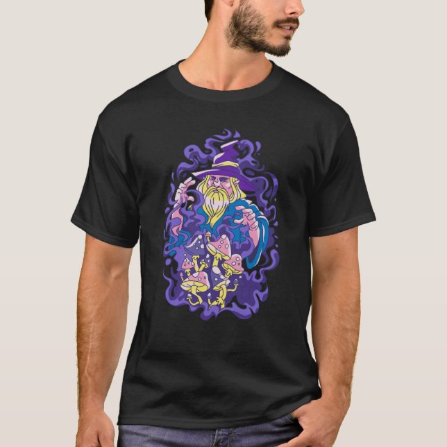 Camiseta bruxa Elixir cogumelos mágico meditação espirituu (Frente)