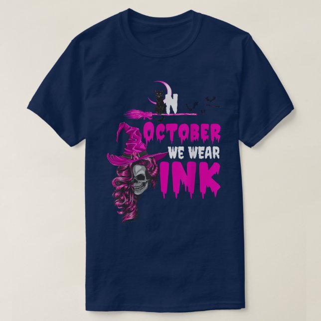 Camiseta Bruxa Em Outubro Vestimos O Cancer Rosa Awaren (Frente do Design)