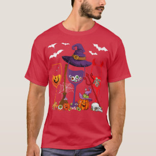 Camiseta Bruxa Engraçada Abóbora Vidro Do Vinho Feliz Hall
