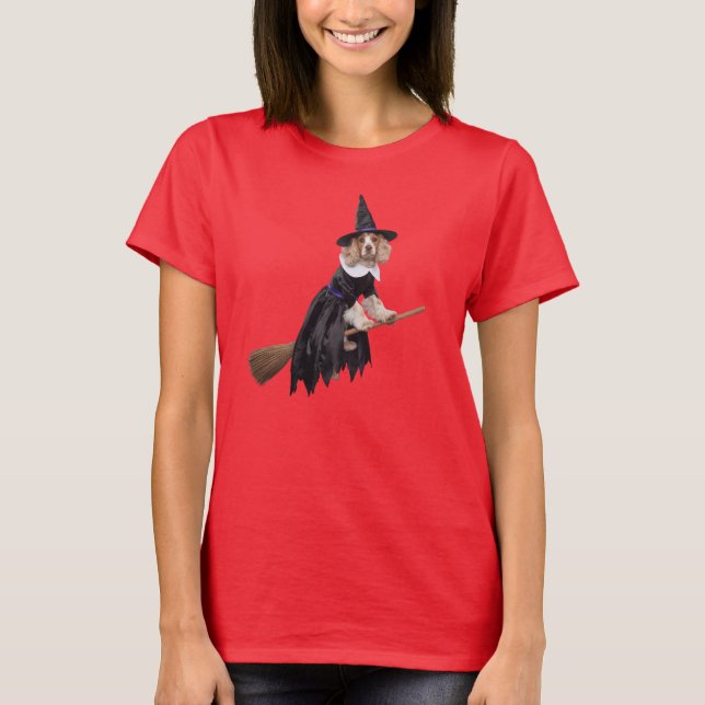 Camiseta Bruxa Engraçada do Cocker Spaniel (Frente)