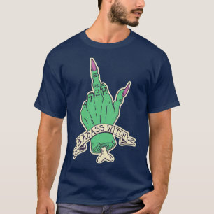 Camiseta Bruxa Engraçada Feiticeira Engraçada Dedo Médio