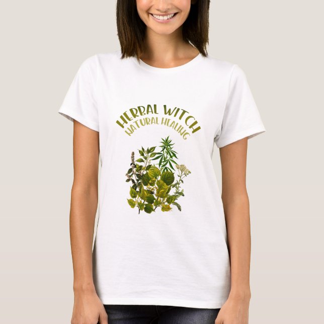 Camiseta Bruxa erval - cura natural, ervas, saúde (Frente)