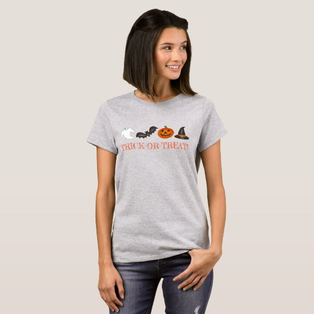 Camiseta Bruxa-Fantasma de Bat-Pumpkin do Halloween (Frente Completa)