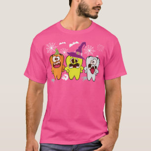 Camiseta Bruxa Fantasma Dental Halloween Pumpkin