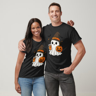 Camiseta Bruxa Fantasma Kawaii Abóbora Halloween Fofo Assus