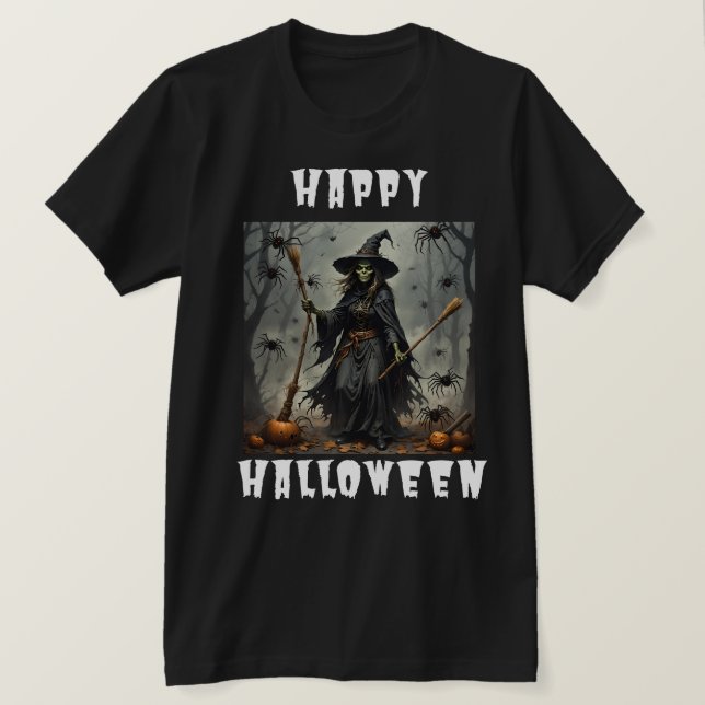 Camiseta Bruxa Feliz de Halloween (Frente do Design)