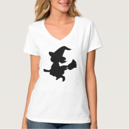 Camiseta Bruxa fofa andando de vassoura Silhueta