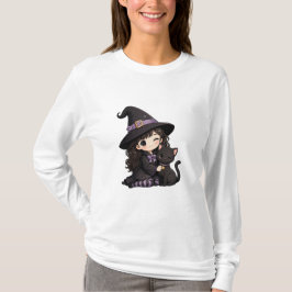 Camiseta Bruxa fofa e gato preto
