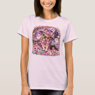 Camiseta Bruxa Frenchie Pastel Halloween Fofo
