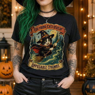 Camiseta Bruxa Gata Vintage Voa Cabaninha de Halloween