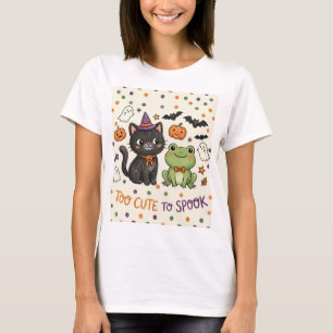 Camiseta Bruxa Gatinho Sapo Feliz Halloween Muito Fofo para