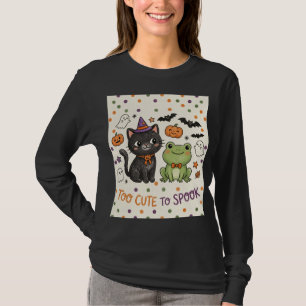 Camiseta Bruxa Gatinho Sapo Feliz no Halloween Muito Fofo p