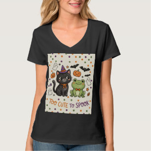 Camiseta Bruxa Gatinho Sapo Halloween Muito Fofo para Assus