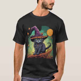 Camiseta Bruxa Gato Mística de Halloween 