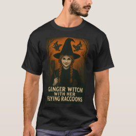 Camiseta Bruxa Ginger com seus guaxinins voadores V2