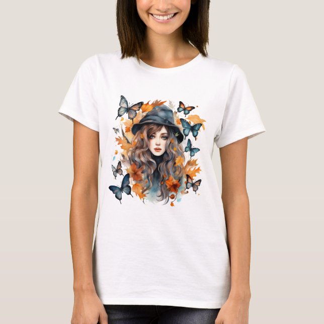 Camiseta bruxa gótica de Halloween (Frente)