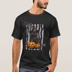 Camiseta Bruxa Gótica Gato Jack O Lanterna Morcegos Aranha