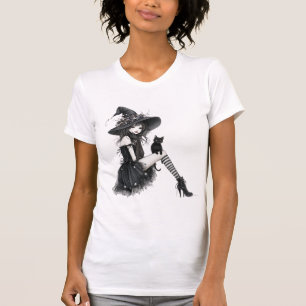 Camiseta Bruxa Gótica Sentada – Elegância Sombria Witchcore