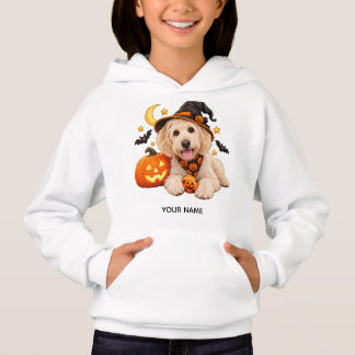 Camiseta Bruxa Labradoodle Fofa Halloween Crianças
