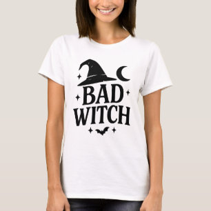 Camiseta Bruxa Má Alo da Mulher Minimalista Preta e Branc
