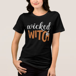 Camiseta Bruxa Má Laranja Preto Divertido Fantasma de Hallo