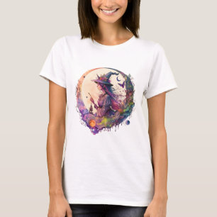 Camiseta Bruxa Meditando Linda Noite de Halloween Branco