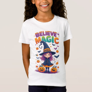Camiseta Bruxa Menina Fofa Abóboras Morcegos Halloween 🧙♀