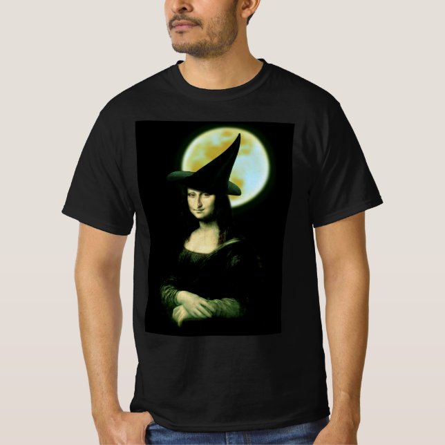 Camiseta Bruxa Mona Lisa Halloween Chão (Frente)