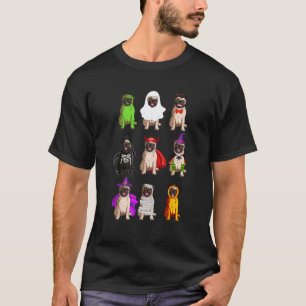 Camiseta Bruxa Monstro Esqueleto Fantasma Pug Cão Halloween