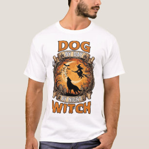 Camiseta Bruxa Noturna do Dia do Cão Halloween Lua do Lobo