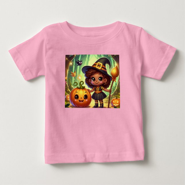 Camiseta bruxa-pequena do Halloween (Frente)