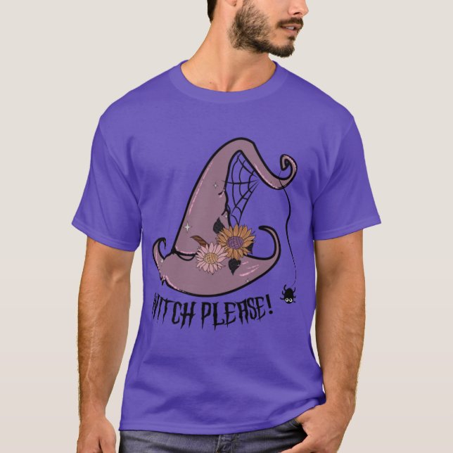 Camiseta Bruxa Por Favor Adesivo Divertido de Halloween pre (Frente)