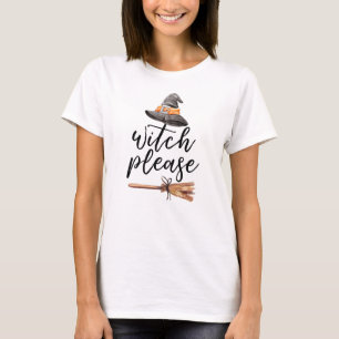 Camiseta Bruxa, Por Favor, Broom Hat